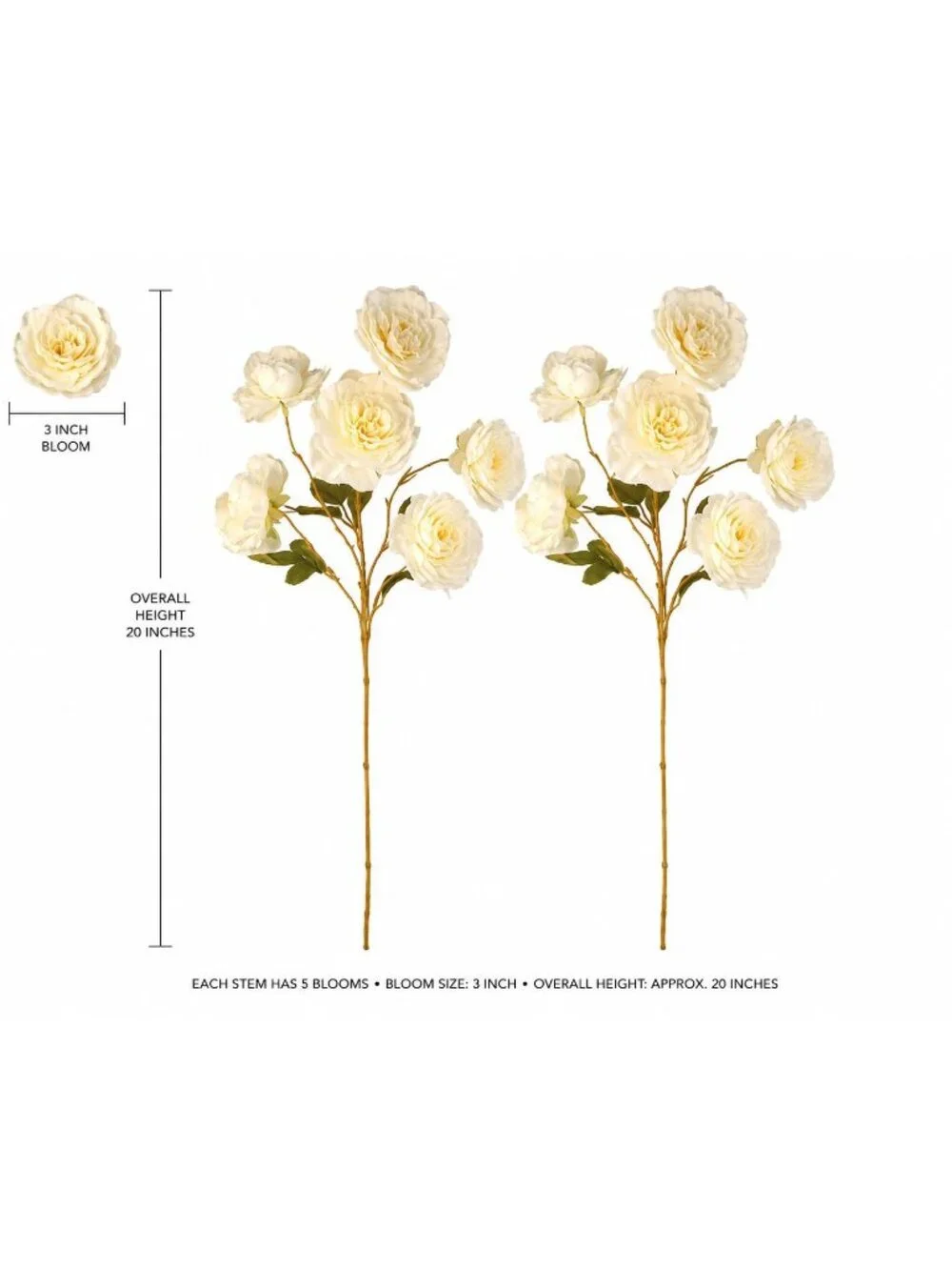 Cream Ranunculus Stems, Faux Ranunculus Flowers, Artificial Flowers, Ivory Flora
